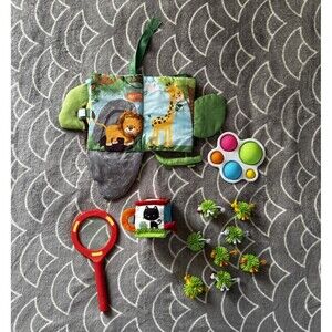 Skillmatics Peek-A-Boo Jungle Book Koosh Figure Fat Brain Dimpl Baby Toys Bundle